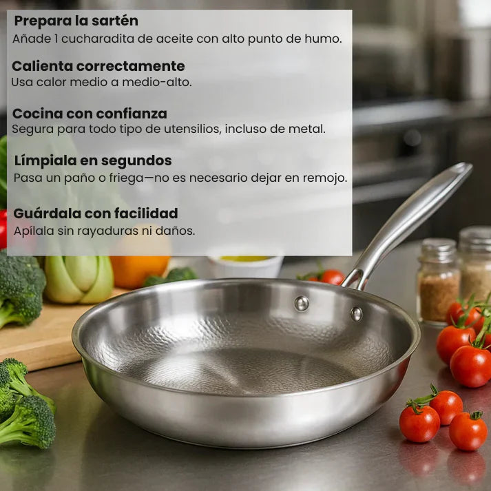 Sartén de Titanio Puro Antiadherente